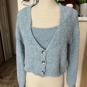 Fuzzy Cardigan and tank set
